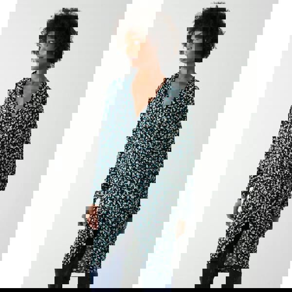 Blue Vanilla Draped Dip Hem Long Top