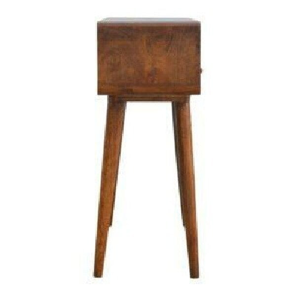 Wyld Haus Ostuni Curved Mango Wood Chestnut Console Table 2 Drawers Open Shelf