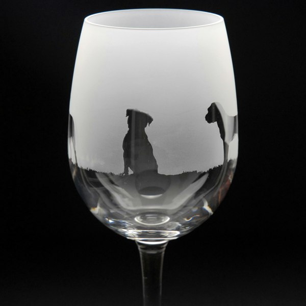 Glyptic Glass Art Border Terrier Dog Crystal Wine Glass - Hand Etched/Engraved Gift