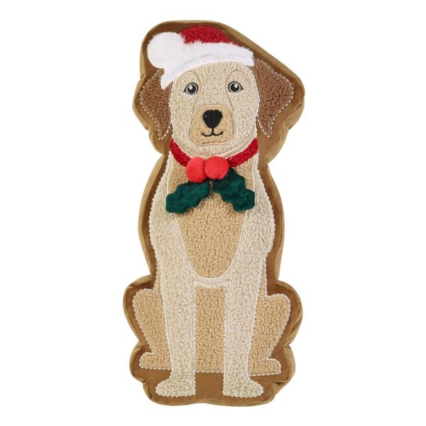Catherine Lansfield Christmas Dog 3D Shaped Cushion Cream / Red