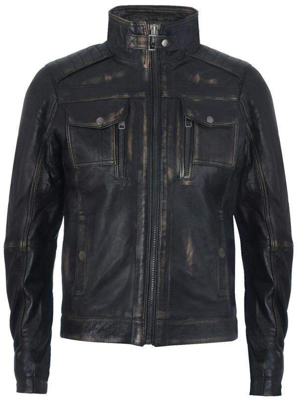 Infinity Leather Mens Vintage Leather Biker Distressed Motorcycle Jacket