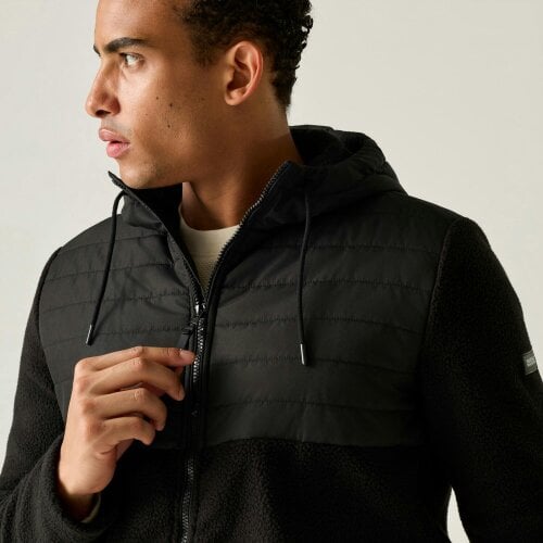 Regatta Mens Frankie Two Tone Borg Fleece Hybrid Jacket - Black