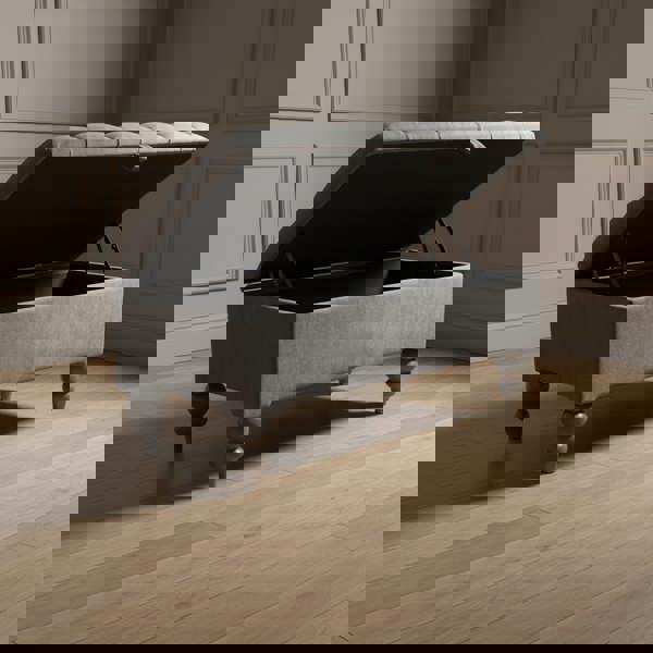 ISTOOLS Dark Grey Storage Ottoman Bench | Coffee Table, Seating & Hidden Storage