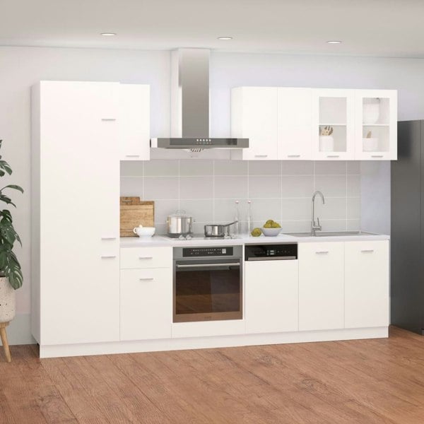 Berkfield 8 Piece Kitchen Cabinet Set White Engineered Wood