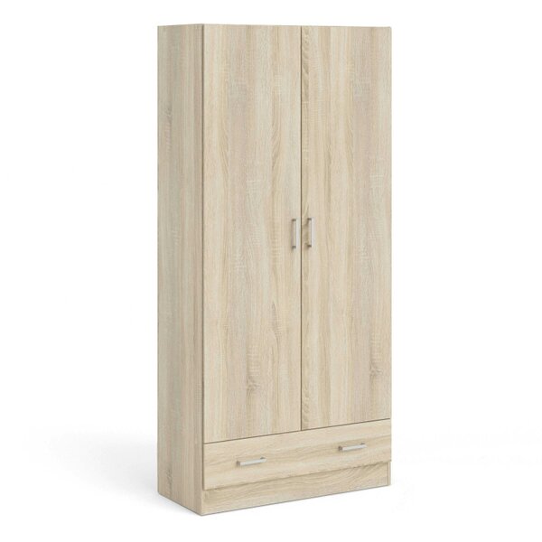 Wyld Haus Berlin Natural Bedroom Furniture Set with Bedside Chest of Drawers and Wardrobe