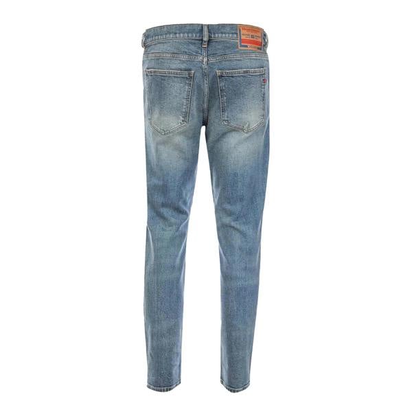 Diesel Mens 2019 D-Strukt Leather Badge Slim Jeans - Blue - 