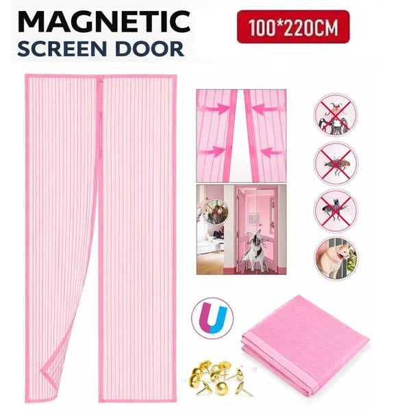 ATEK Magnetic Fly Screen Door Mesh Mosquito Insect Net Pink