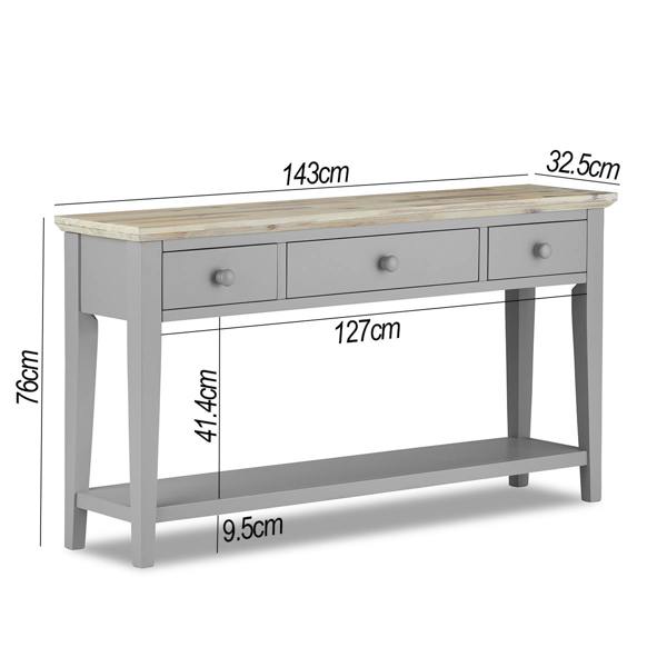Statement Furniture Florence Console Table with 3 Drawers and Shelf. Hallway Slimline Storage