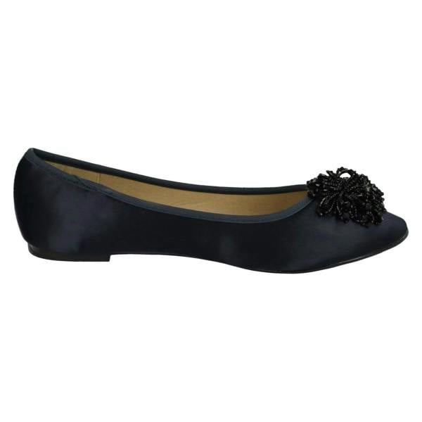 Spot On Ladies Spot On Beaded Ruffle Vamp Flat Ballerina