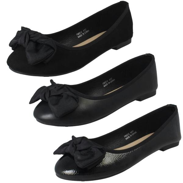 Spot On Ladies Spot On Flat Bow Detailed Ballerina Casual Shoes F80512