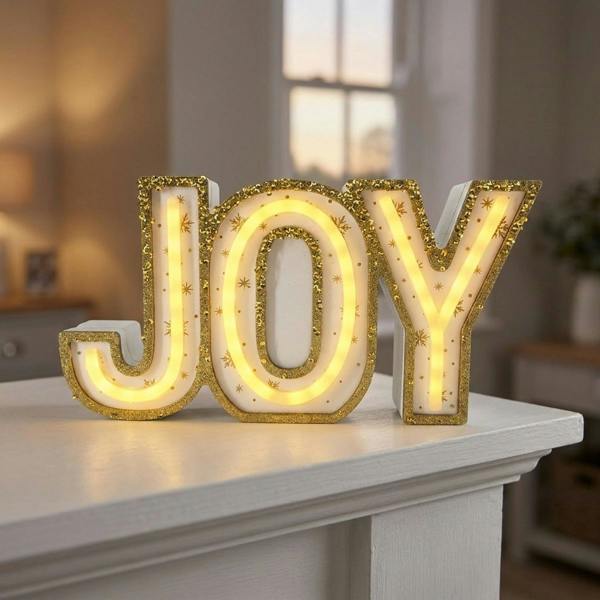 Garden Greatness Glittering LED Joy Christmas Light Sign