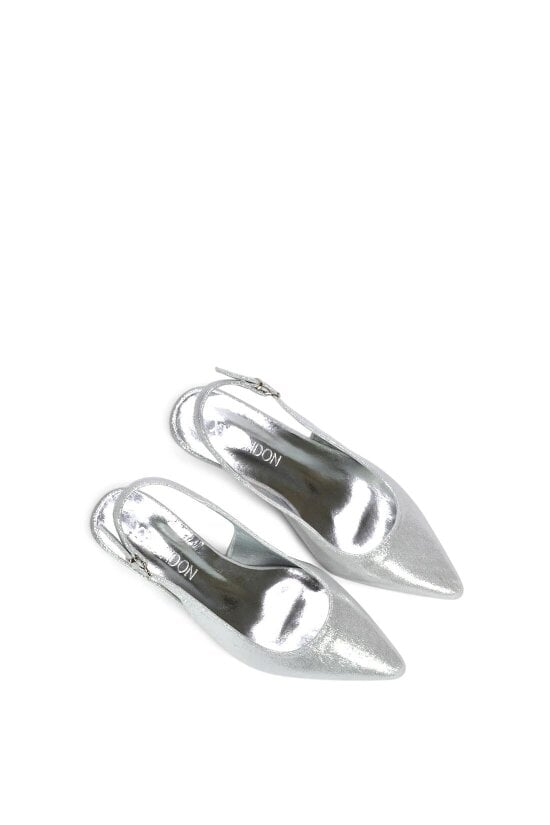 XY LONDON Slingback Kitten Heel Court Shoes With Pointed Toe