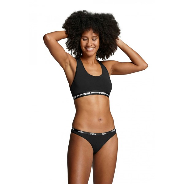 Puma 2-Pack Classic Logo Low-Rise Bikini Briefs, Black