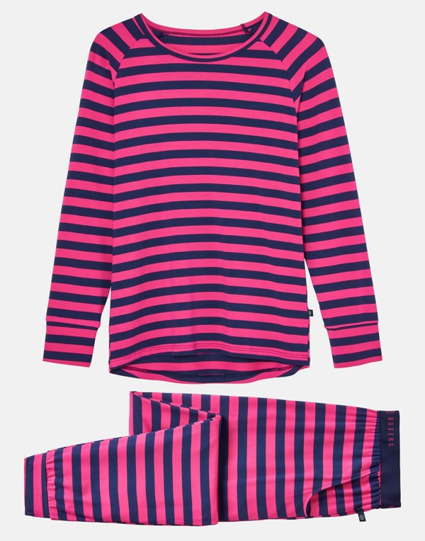 Women's Bamboo Pyjama Set – Pinky Binky Stripe - British Boxers