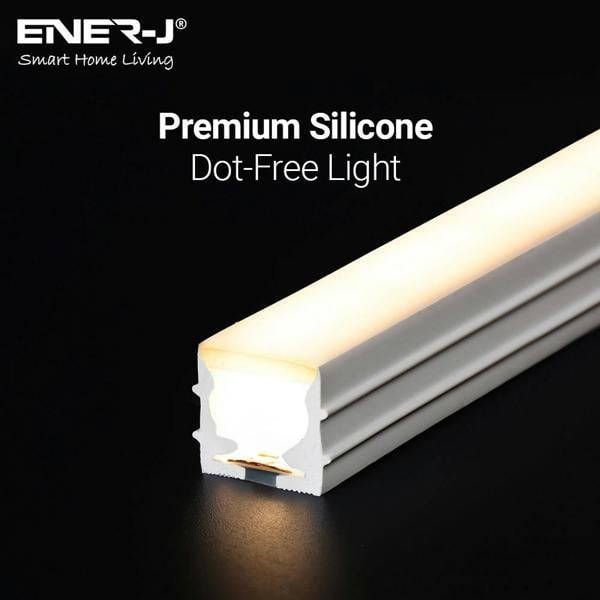 ENER-J 30 Meters 24V Silicon Neon Strip, Size: 10x10mm, IP65. Includes 30pcs Clips & 5 connector cable, Warm White