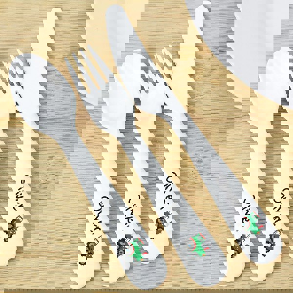 Personalised Memento Company Personalised Tractor 3 Piece Plastic Cutlery Set