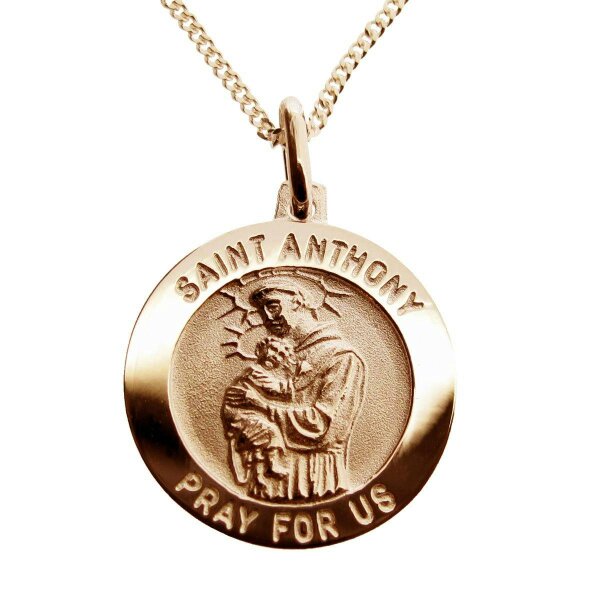 Christopher James of London 9ct Rose Gold Plated St Anthony 3D Medal With Optional Engraving and Chain