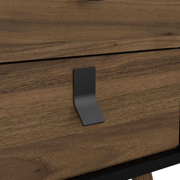 Wyld Haus Juno Black and Walnut Wood Bedside Table 2 Drawer