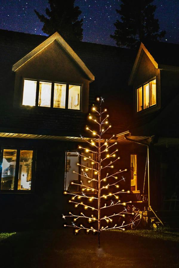 4ft to 6ft Pre-Lit Snowy Brown Twig Tree with Warm and Cool White LED Lights image 8
