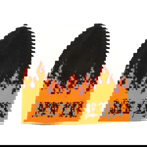 New Era Flame Skull Knitted Beanie - Black/Orange