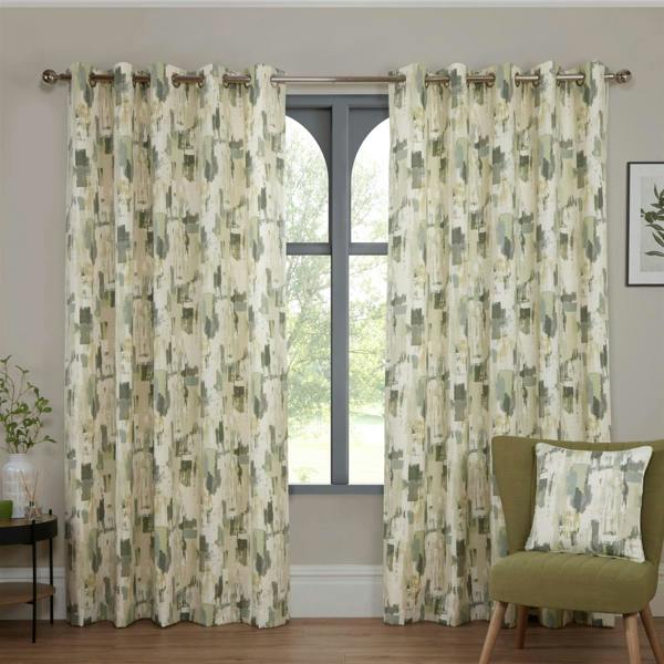 Sundour Bamford Ready Made Floral Eyelet Curtains Fennel