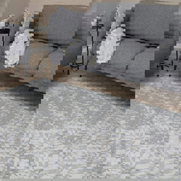 Machine Washable Flatweave Rug Geometric in Grey