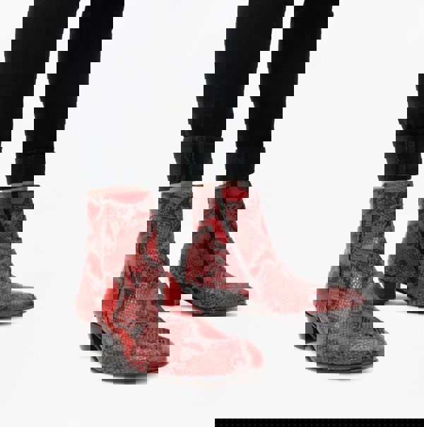 Club Cubano EMMANUEL Mens Snakeprint Leather Cuban Heel Boots Fuego