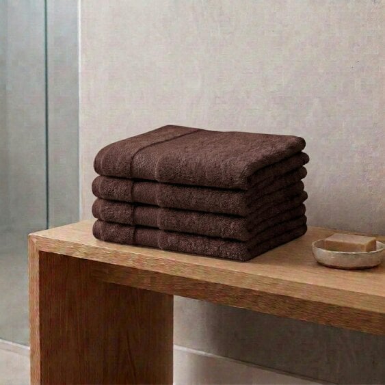 Vision V475 - 4 Pack 100% Cotton Face Cloths - Chocolate - Face Cloths - 100% Cotton