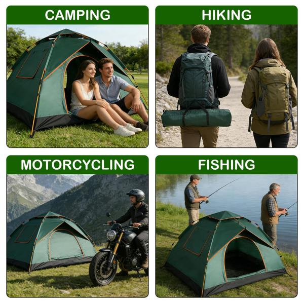 Leaper Waterproof & Windproof Backpacking Green Tent for 1-2 People