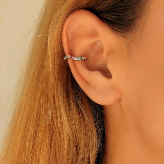 Spero London Molten Rainbow Sterling Silver Ear Cuff - Single