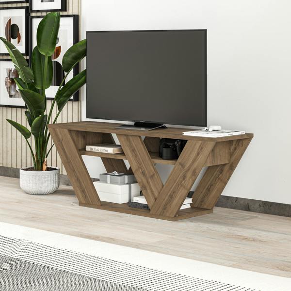 Decortie Pipralla Modern TV Stand Unit with Shelves for Up to 43" TVs 110cm