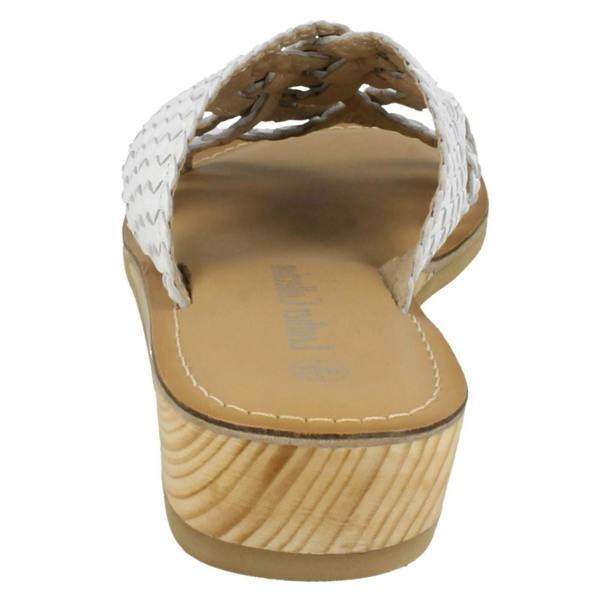 Leather Collection Ladies Leather Collection Low Wedge Braided X Stap Mules