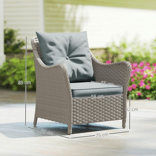 Wyld Haus Veyoto Rattan Light Grey Set Of 2 Outdoor Armchairs With Cushions Armrests And High Back
