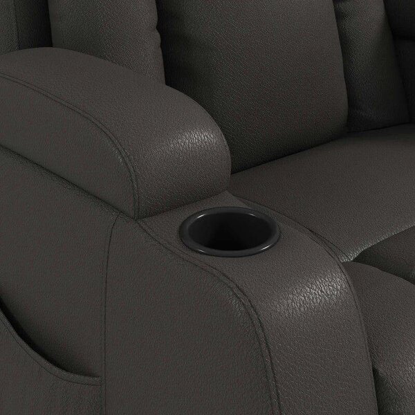 PU Leather Recliner Chair, Recliner Armchair with Extended Footrest, Cup Holders and Side Pockets, Dark Brown