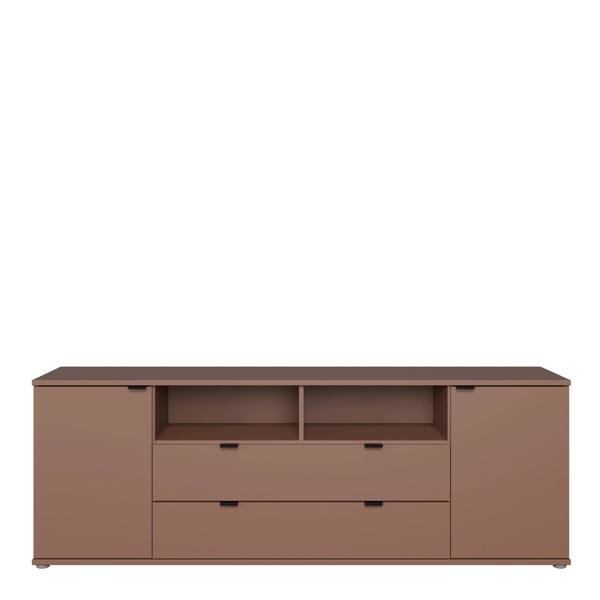 Furniture To Go Ganymede Wide TV Unit with Open Shelving, 2 Drawers & 2 Doors in Terracotta