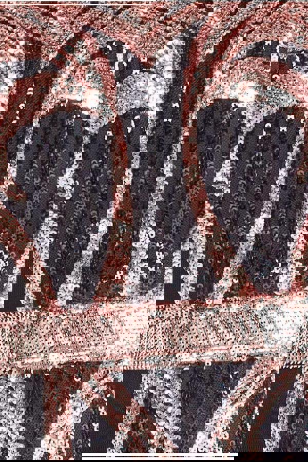 Sequin Mesh V Neck Midi Dress - Black DR3234P