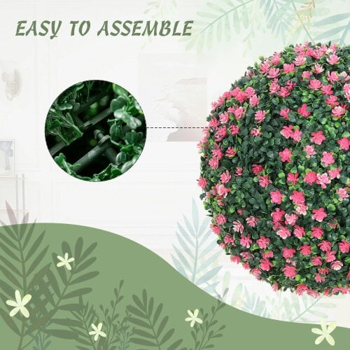 Wyld Haus Notolu Kano Set Of 2 Artificial Boxwood Ball Plants In Pink Finish