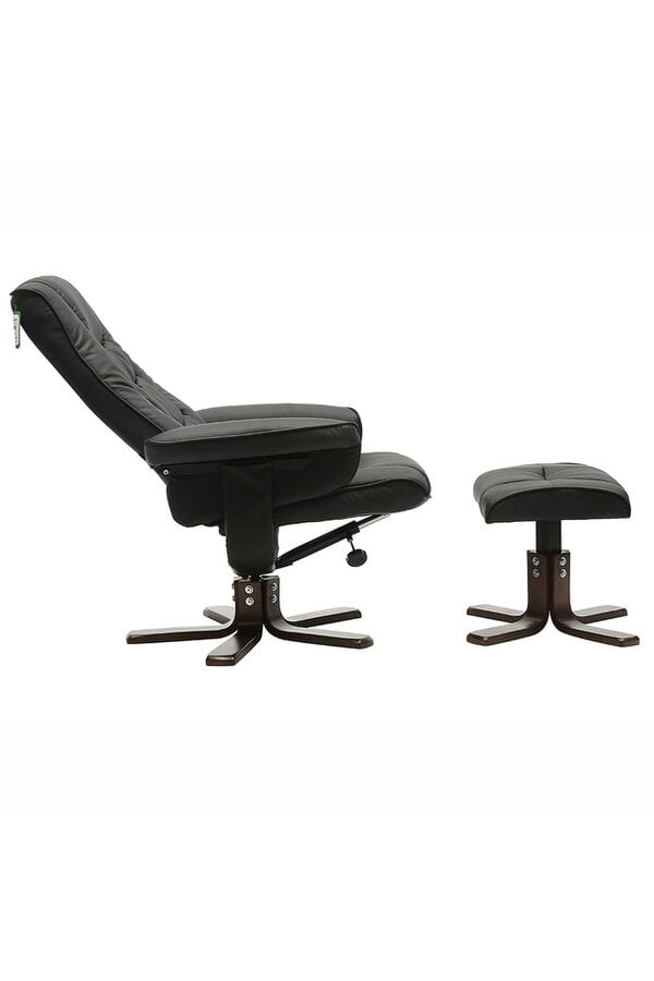 Living and Home Black PU Leather Adjustable Swivel Recliner with Footstool