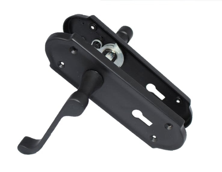 EDH Door Hardware Askworth Door Handle Set – Matt Black Internal Lock Door Handles 170mm x 48mm