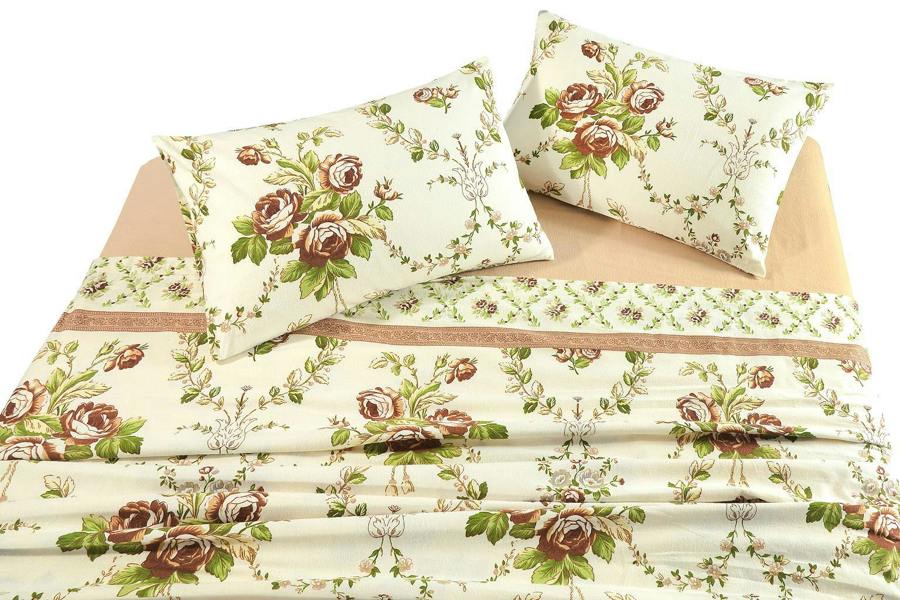 Olivia Flannelette Sheet Set - Natural - Double