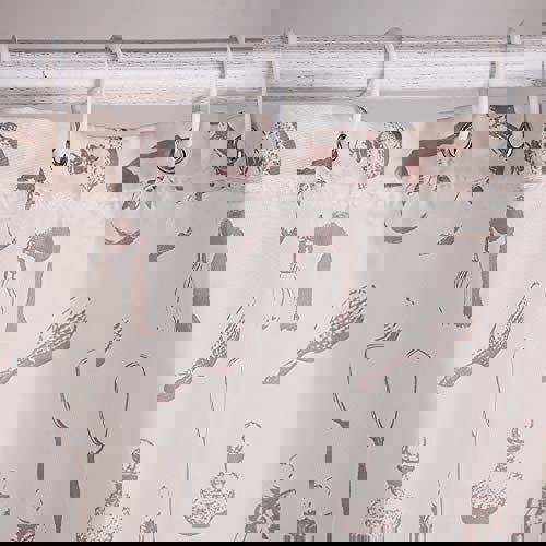 KAV Polyester Fabric Shower Mould and Mildew Resistant Curtain with Metal Button Hole Bathroom Accessories, Waterproof - Cream, 180x180 cm