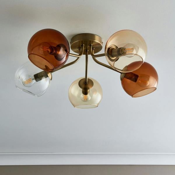 Pagazzi Lighting Branco 5 Light Antique Brass Semi Flush Ceiling Light