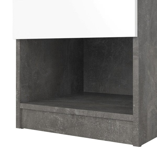Wyld Haus Budapest Concrete Effect and White Wooden Bedside Table 1 Drawer 1 Shelf