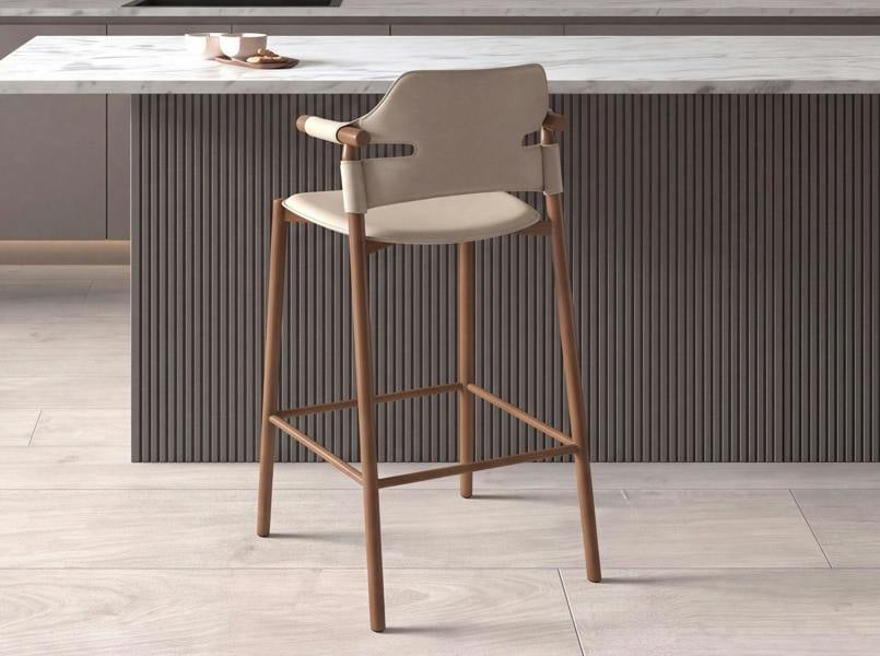 Angel Cerdá Stool in sand-coloured regenerated leather 4253