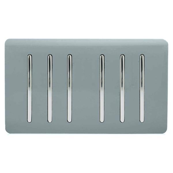 Trendi Switch 6 Gang 1 or 2 Way Light Switch in Cool Grey