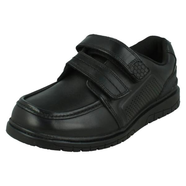 Spot On Boys Double Strap Black Leather School Shoes N1151