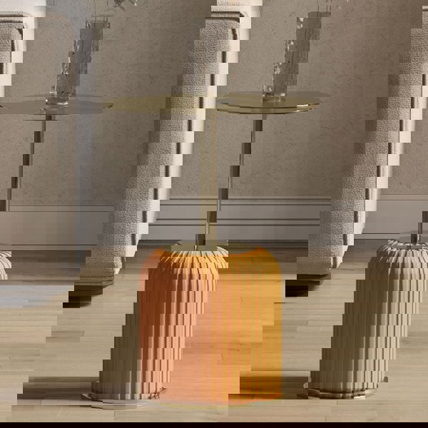 Ethel Side Table, Stainless Steel & Leather-Rit Concept-Rit Concept