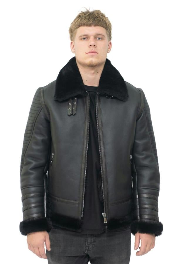 Infinity Leather Mens Retro Sheepskin Bomber Jacket-Asheville