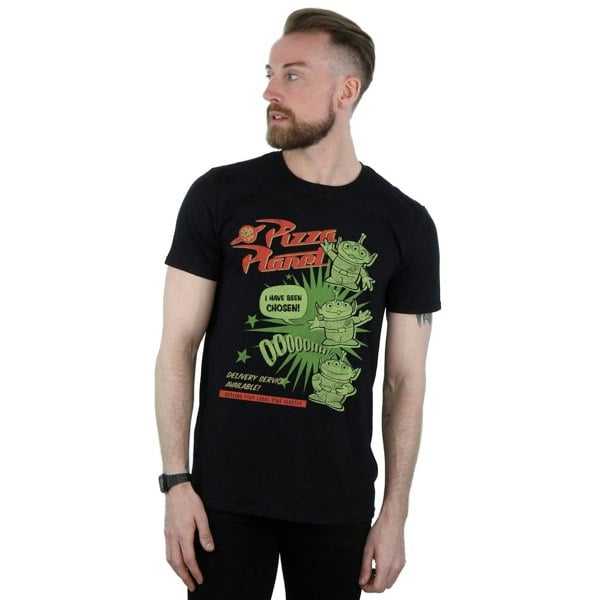 Disney Mens Toy Story 4 Pizza Planet Little Green Men T-Shirt - Black