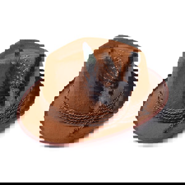 Bristol Novelty Unisex Felt Hat With Feathers - Brown